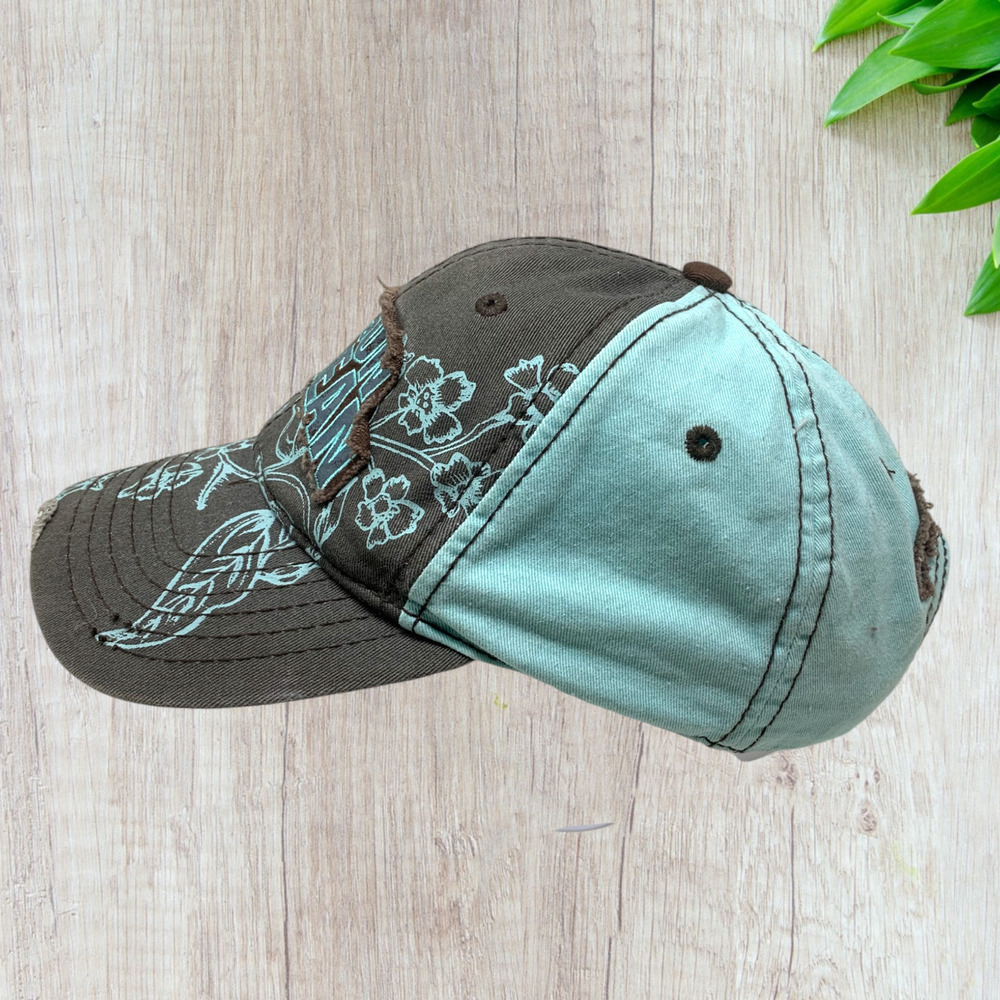 Jason Aldean Autographed Distressed Patch Hat Cap Blue Brown Floral Snapback - Picture 4 of 11